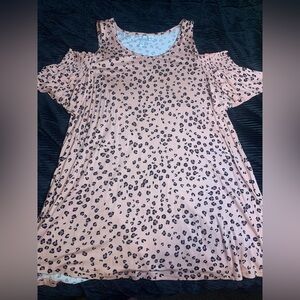 Leopard Print Cold Shoulder Top